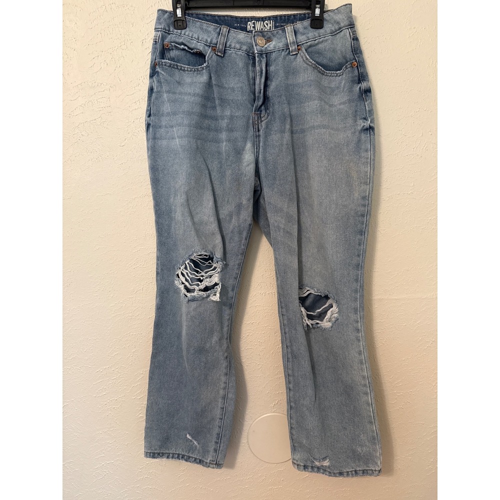 Rewash High Rise Distressed Jeans Light Wash Blue Denim Size 9 29